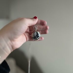 Alice in Wonderland Silver Stopwatch Necklace